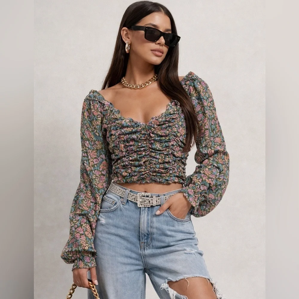 Free People Mabel Ruched Long Sleeve Top